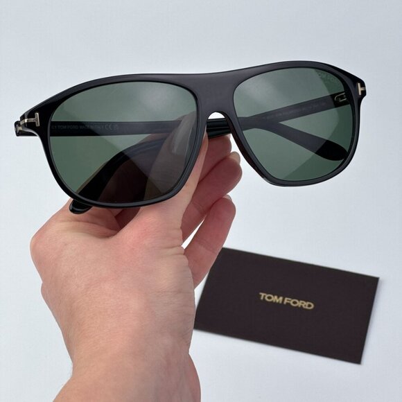 Tom Ford Men Black Green Polarized BRAND NEW Sunglasses PRESCOTT FT1027 01R - Picture 1 of 11